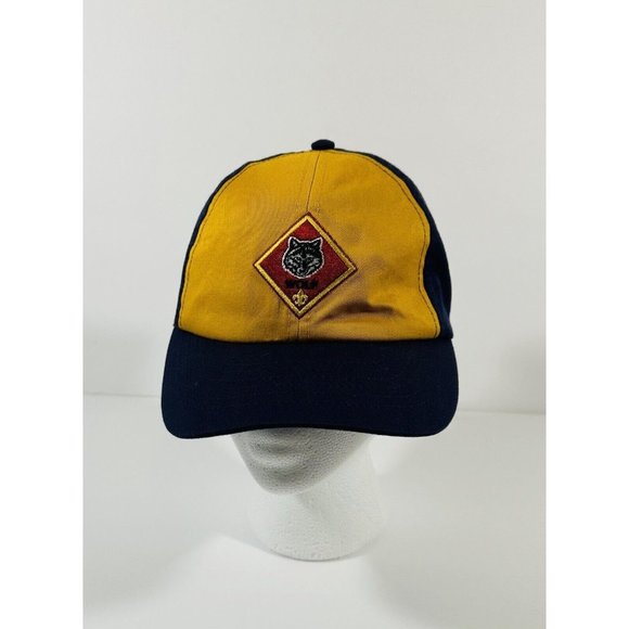 Wolves Cub Scout Hat Cap Yellow Blue Adjustable Boy Scouts Vintage BSA Size S/M - Picture 3 of 10